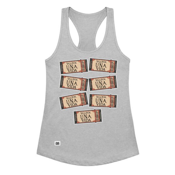 Camiseta de gatos para mujer 7 VALES POR 1 VIDA en color gris jaspeado, vista plana