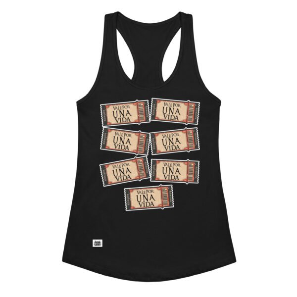 Camiseta de gatos para mujer 7 VALES POR 1 VIDA en color negro, vista plana