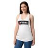 Camiseta de gatos para mujer 7 VIDAS, 6 VIDAS en color blanco, sobre modelo