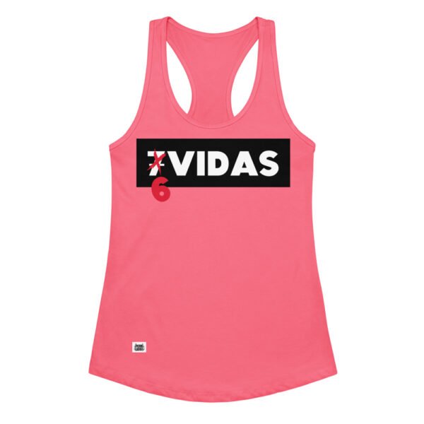 Camiseta de gatos para mujer 7 VIDAS, 6 VIDAS en color rosa eléctrico, vista plana