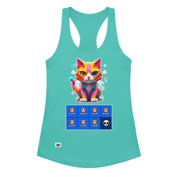 Camiseta de gatos para mujer 7 VIDAS GAMER en color azul tahití, vista plana