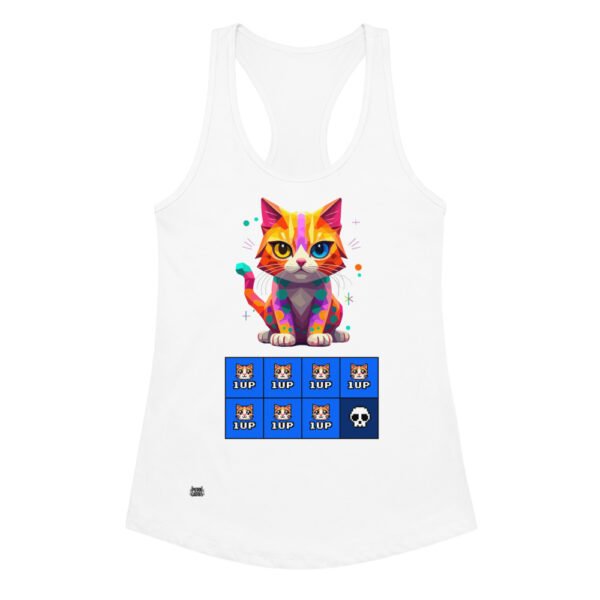 Camiseta de gatos para mujer 7 VIDAS GAMER en color blanco, vista plana