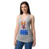 Camiseta de gatos para mujer 7 VIDAS GAMER en color gris jaspeado, sobre modelo