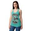 Camiseta de gatos para mujer ADIESTRAMIENTO AFECTIVO en color azul tahití, sobre modelo