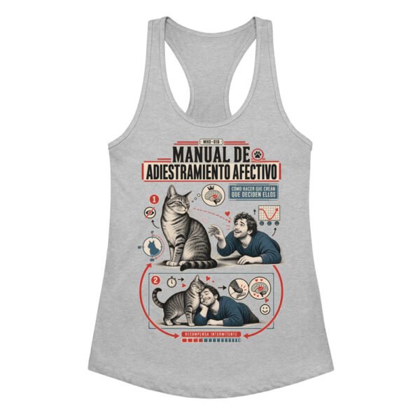 Camiseta de gatos para mujer ADIESTRAMIENTO AFECTIVO en color gris jaspeado, vista plana