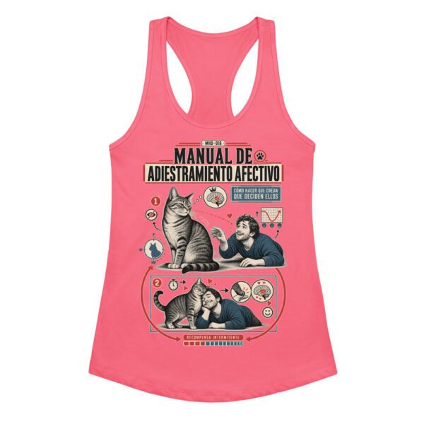 Camiseta de gatos para mujer ADIESTRAMIENTO AFECTIVO en color rosa eléctrico, vista plana