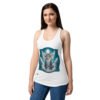 Camiseta de gatos para mujer GATO ÁNGEL en color blanco, sobre modelo