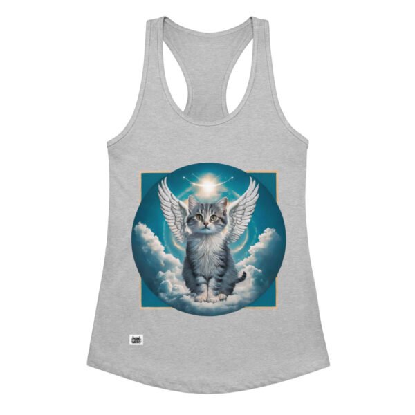 Camiseta de gatos para mujer GATO ÁNGEL en color gris jaspeado, vista plana