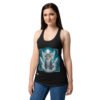 Camiseta de gatos para mujer GATO ÁNGEL en color negro, sobre modelo