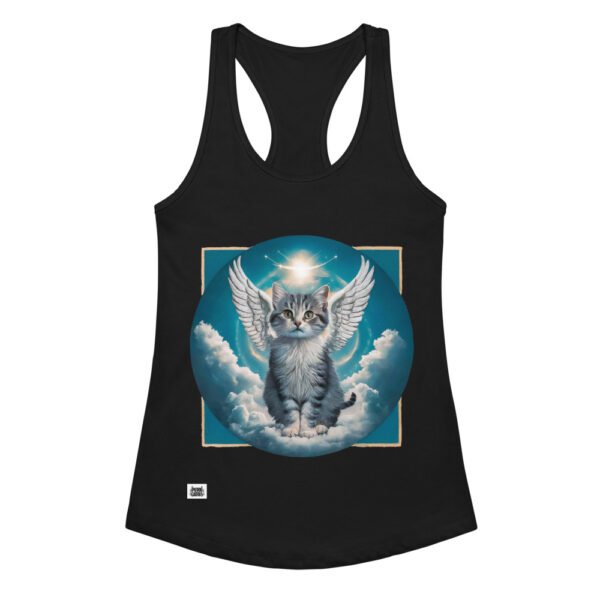 Camiseta de gatos para mujer GATO ÁNGEL en color negro, vista plana