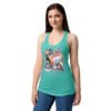 Camiseta de gatos para mujer ANTIDEPRESIVOS en color azul tahití, sobre modelo