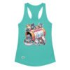 Camiseta de gatos para mujer ANTIDEPRESIVOS en color azul tahití, vista plana