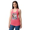 Camiseta de gatos para mujer ANTIDEPRESIVOS en color rosa eléctrico, sobre modelo