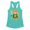 Camiseta de gatos para mujer AQUACAT en color azul tahití, vista plana
