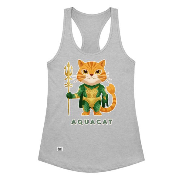 Camiseta de gatos para mujer AQUACAT en color gris jaspeado, vista plana