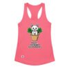 Camiseta de gatos para mujer AQUÍ JODIENDO TUS PLANTAS en color rosa eléctrico, vista plana