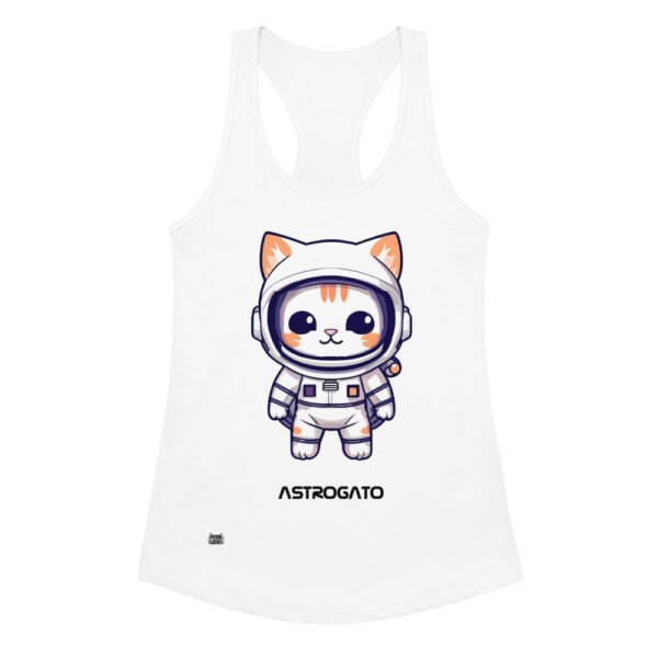 Camiseta de gatos para mujer ASTROGATO en color blanco, vista plana