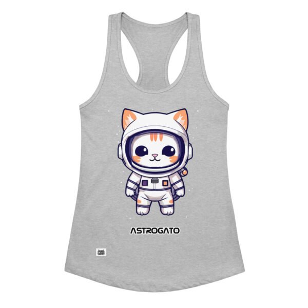 Camiseta de gatos para mujer ASTROGATO en color gris jaspeado, vista plana