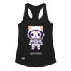 Camiseta de gatos para mujer ASTROGATO en color negro, vista plana