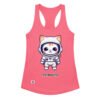 Camiseta de gatos para mujer ASTROGATO en color rosa eléctrico, vista plana