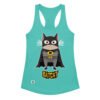 Camiseta de gatos para mujer BATCAT en color azul tahití, vista plana
