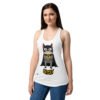 Camiseta de gatos para mujer BATCAT en color blanco, sobre modelo