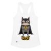 Camiseta de gatos para mujer BATCAT en color blanco, vista plana