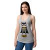 Camiseta de gatos para mujer BATCAT en color gris jaspeado, sobre modelo
