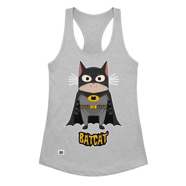 Camiseta de gatos para mujer BATCAT en color gris jaspeado, vista plana