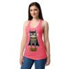 Camiseta de gatos para mujer BATCAT en color rosa eléctrico, sobre modelo