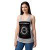 Camiseta de gatos para mujer BLACK CAT MIRROR en color gris jaspeado, sobre modelo
