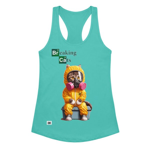 Camiseta de gatos para mujer BREAKING CATS en color azul tahití, vista plana