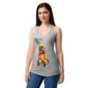 Camiseta de gatos para mujer BREAKING CATS en color gris jaspeado, sobre modelo
