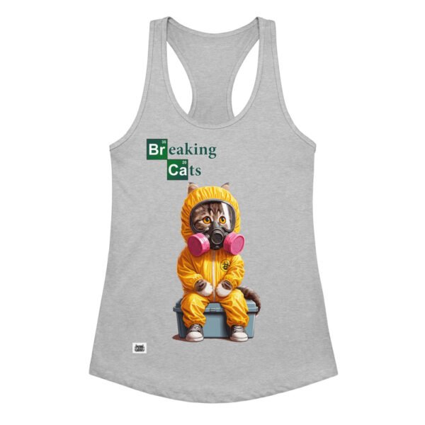 Camiseta de gatos para mujer BREAKING CATS en color gris jaspeado, vista plana