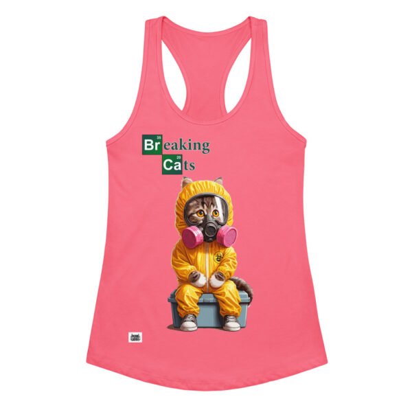 Camiseta de gatos para mujer BREAKING CATS en color rosa eléctrico, vista plana