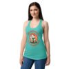 Camiseta de gatos para mujer AQUÍ, BUEN ROLLITO en color azul tahití, sobre modelo