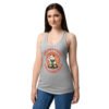 Camiseta de gatos para mujer AQUÍ, BUEN ROLLITO en color gris jaspeado, sobre modelo