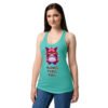 Camiseta de gatos para mujer BUENOS PUTOS DÍAS en color azul tahití, sobre modelo