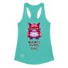 Camiseta de gatos para mujer BUENOS PUTOS DÍAS en color azul tahití, vista plana