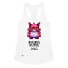 Camiseta de gatos para mujer BUENOS PUTOS DÍAS en color blanco, vista plana
