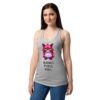 Camiseta de gatos para mujer BUENOS PUTOS DÍAS en color gris jaspeado, sobre modelo