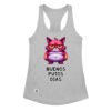 Camiseta de gatos para mujer BUENOS PUTOS DÍAS en color gris jaspeado, vista plana