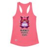 Camiseta de gatos para mujer BUENOS PUTOS DÍAS en color rosa eléctrico, vista plana