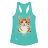 Camiseta de gatos para mujer CALLA Y ALIMÉNTAME en color azul tahití, vista plana