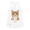 Camiseta de gatos para mujer CALLA Y ALIMÉNTAME en color blanco, vista plana