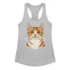 Camiseta de gatos para mujer CALLA Y ALIMÉNTAME en color gris jaspeado, vista plana