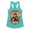 Camiseta de gatos para mujer CALOR NO ES AMOR en color azul tahití, vista plana