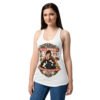Camiseta de gatos para mujer CALOR NO ES AMOR en color blanco, sobre modelo