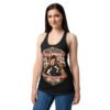 Camiseta de gatos para mujer CALOR NO ES AMOR en color negro, sobre modelo