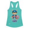 Camiseta de gatos para mujer CAPITÁN GATO en color azul tahití, vista plana